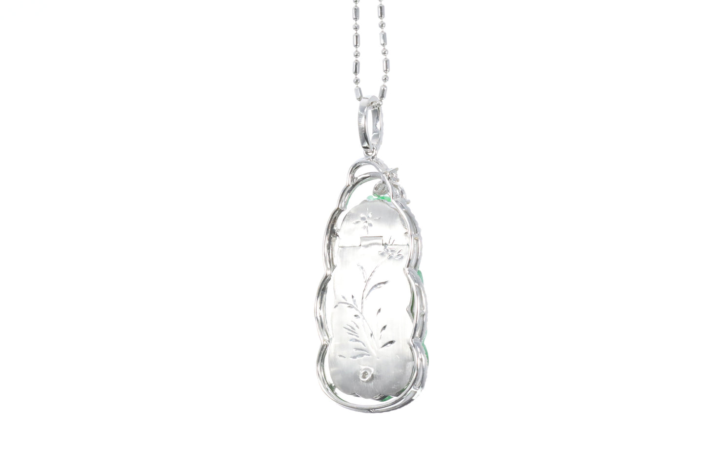 Jadeite Koi and Lotus Leaf Pendant