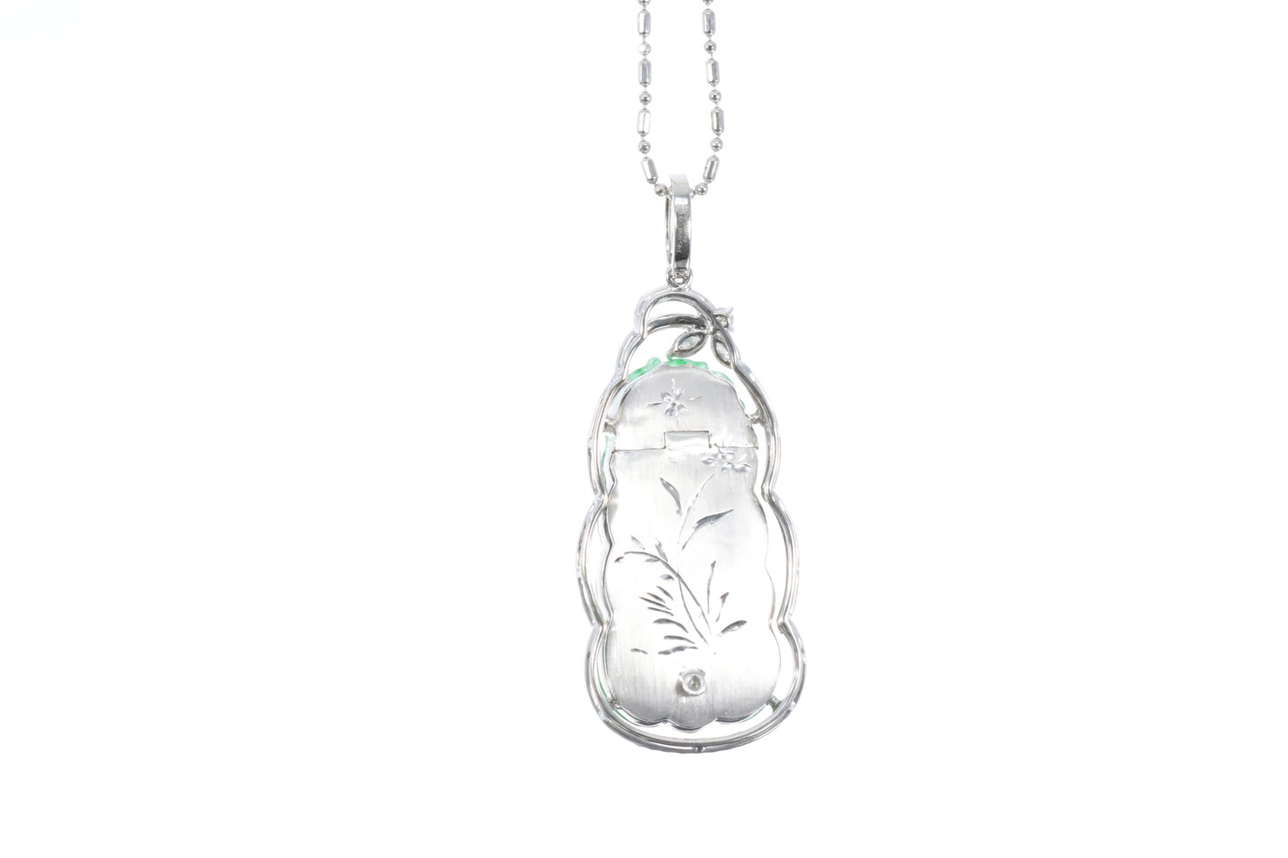 Jadeite Koi and Lotus Leaf Pendant