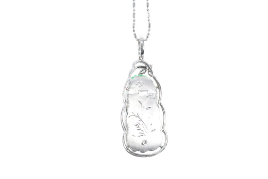 Jadeite Koi and Lotus Leaf Pendant