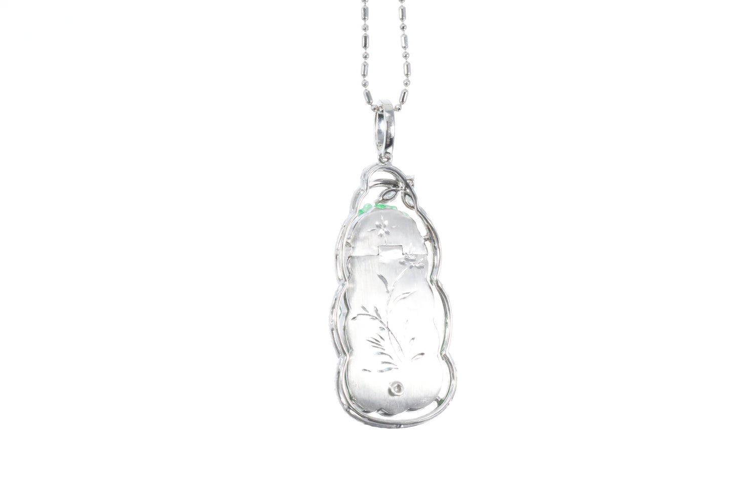 Jadeite Koi and Lotus Leaf Pendant