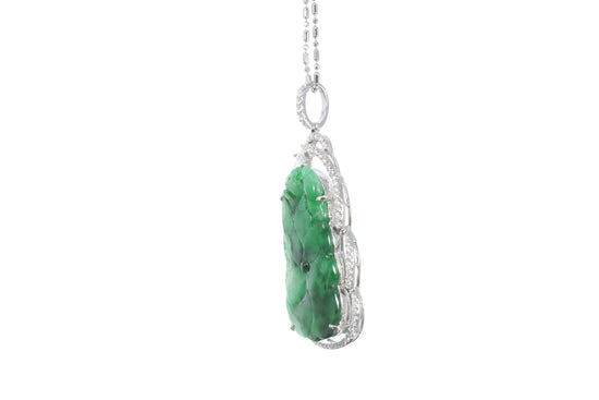 Jadeite Koi and Lotus Leaf Pendant