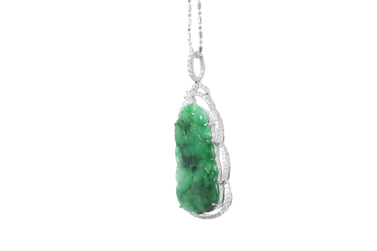 Jadeite Koi and Lotus Leaf Pendant