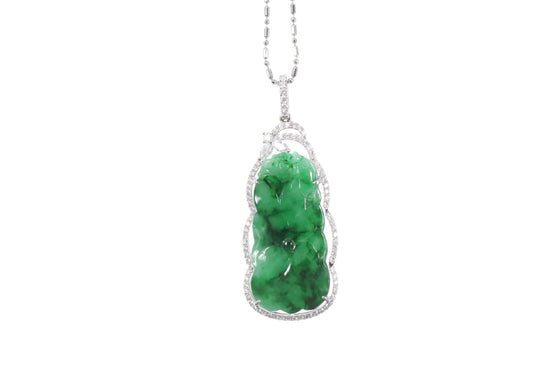 Jadeite Koi and Lotus Leaf Pendant