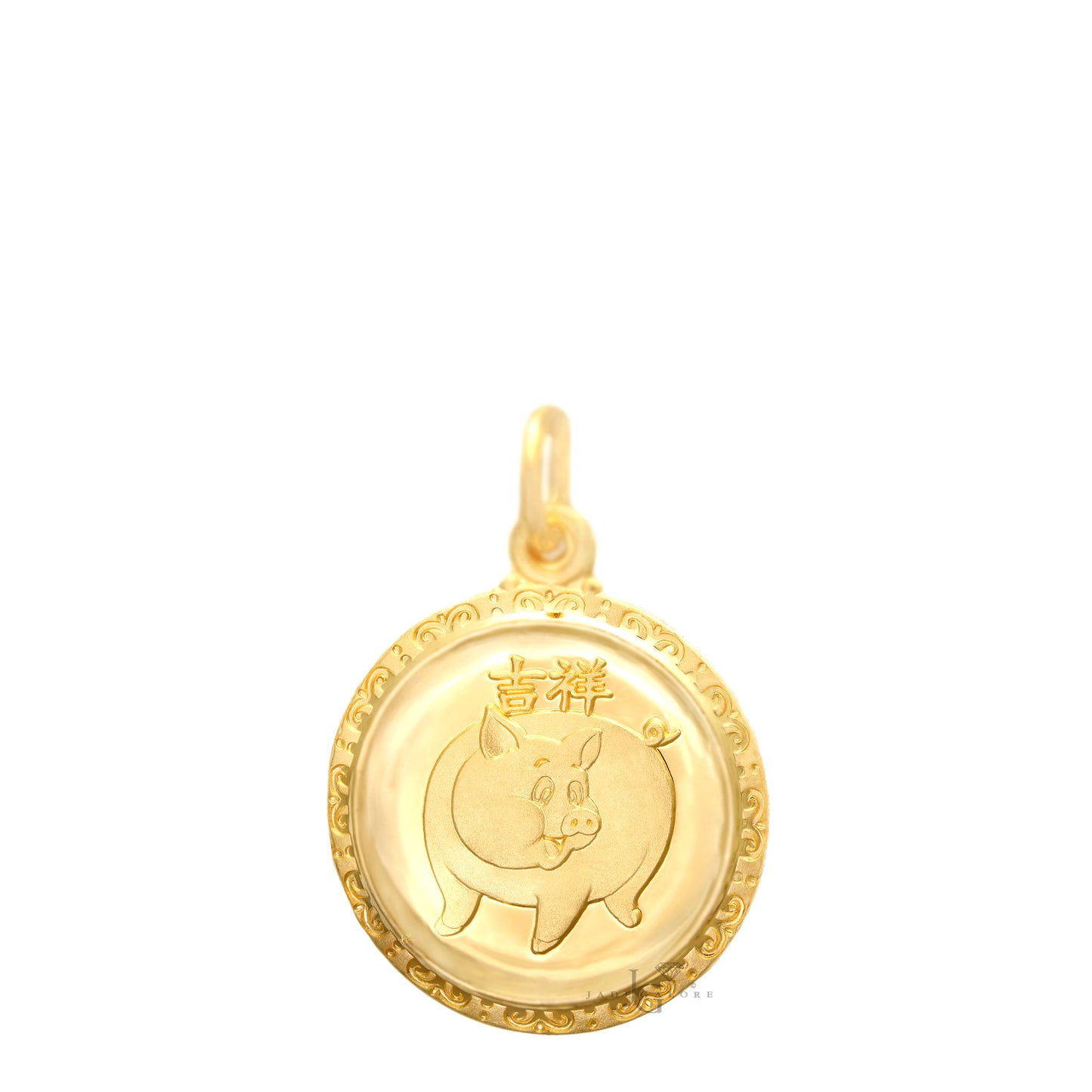 24K Small Round Pig Pendant