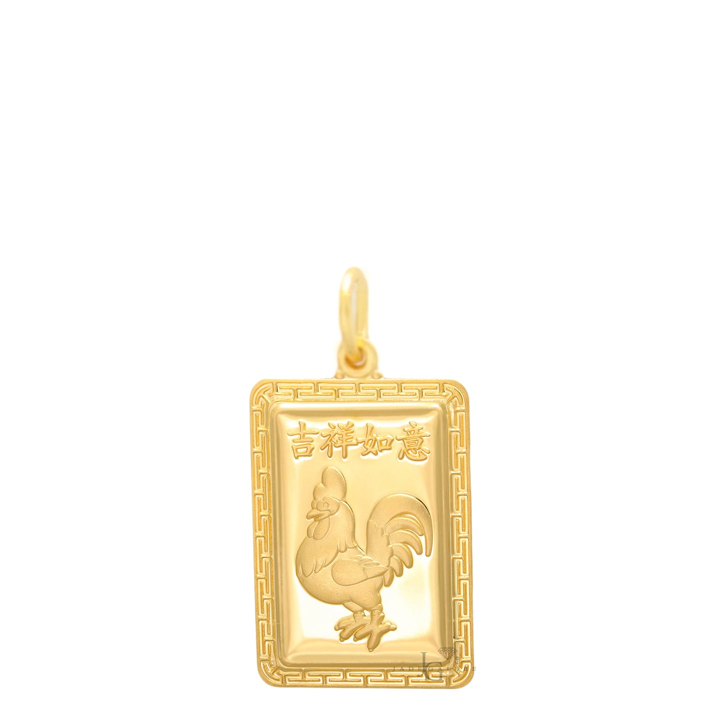 24K Small Rectangle Rooster Pendant