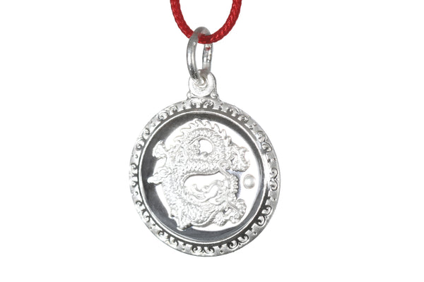 Sterling Silver Mini Round Dragon Pendant