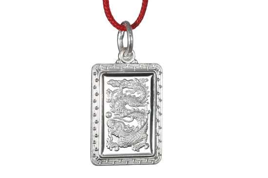 Sterling Silver Mini Rectangle Dragon Pendant