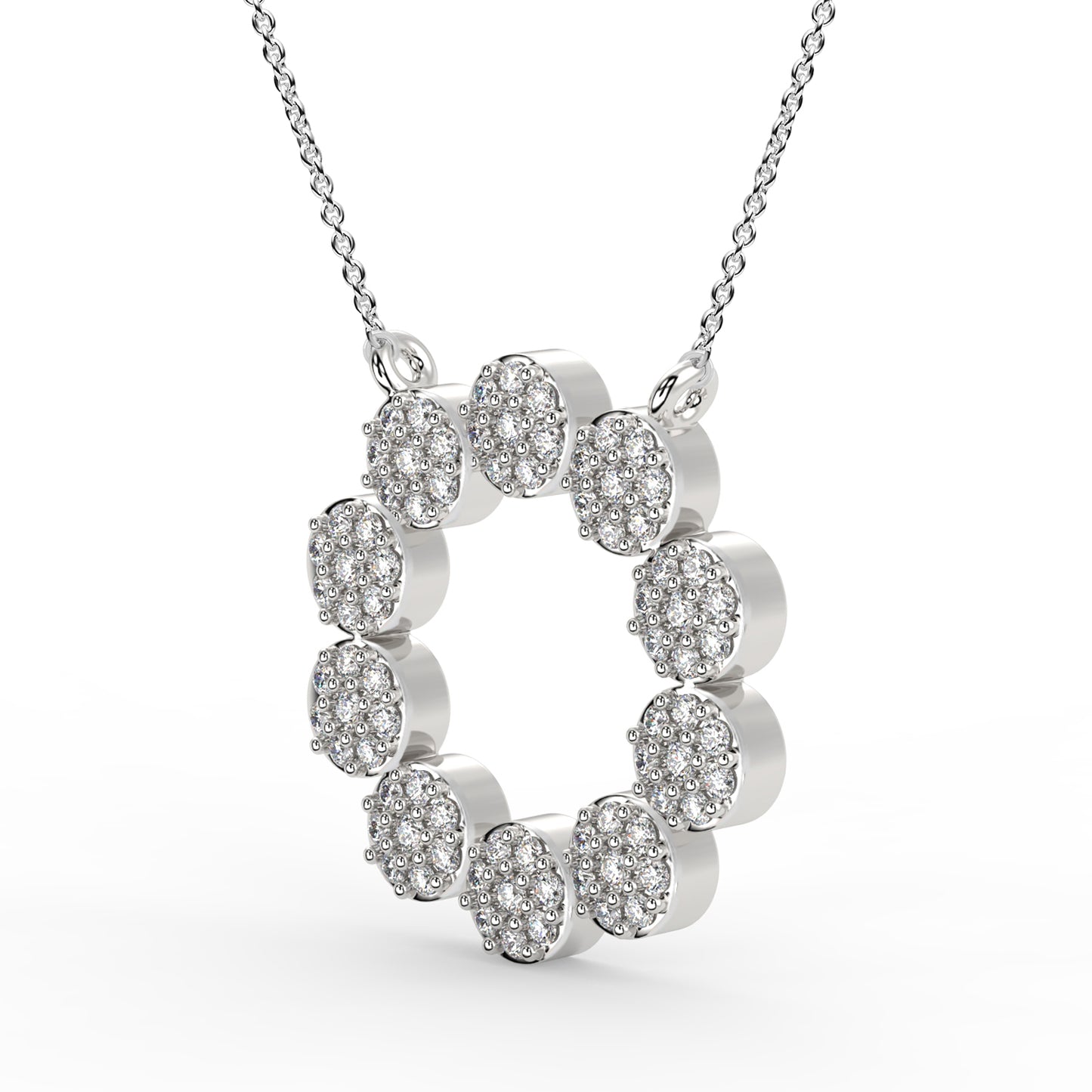 Silver & Gold Cluster Circle Necklace