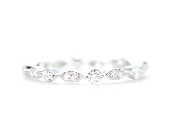 Round and Marquise Shaped Diamond Ring White Gold