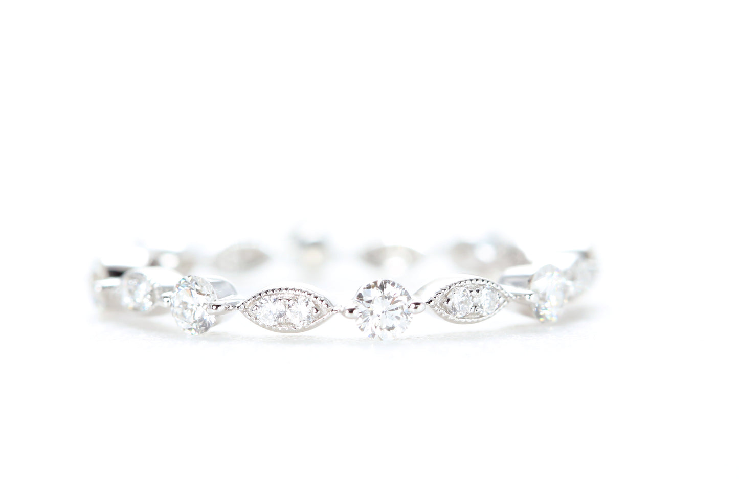 Round and Marquise Shaped Diamond Ring White Gold