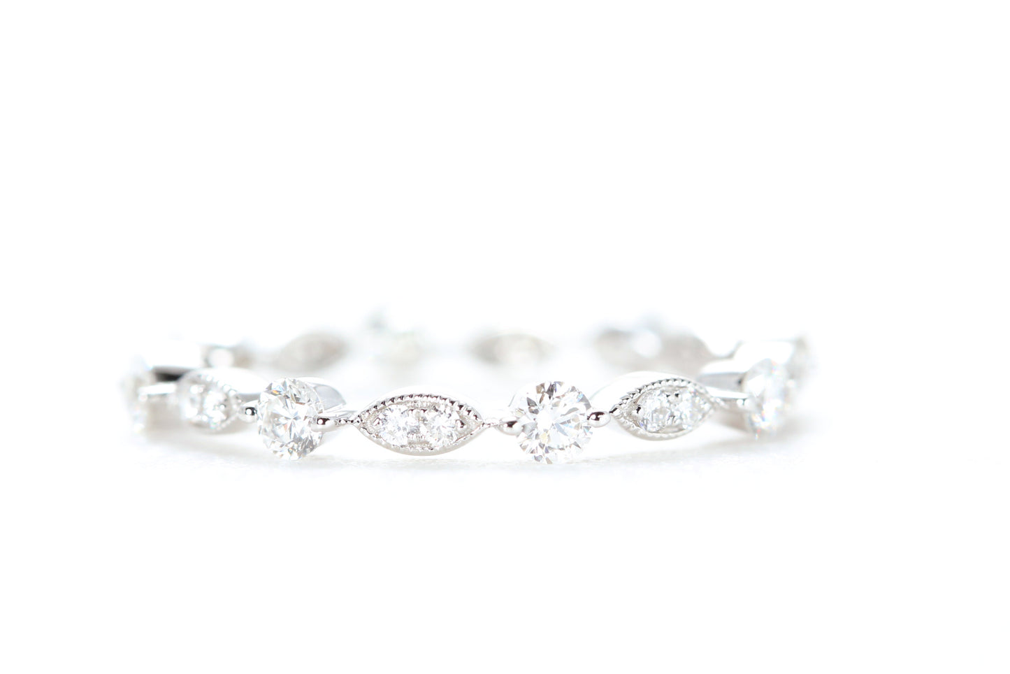 Round and Marquise Shaped Diamond Ring White Gold