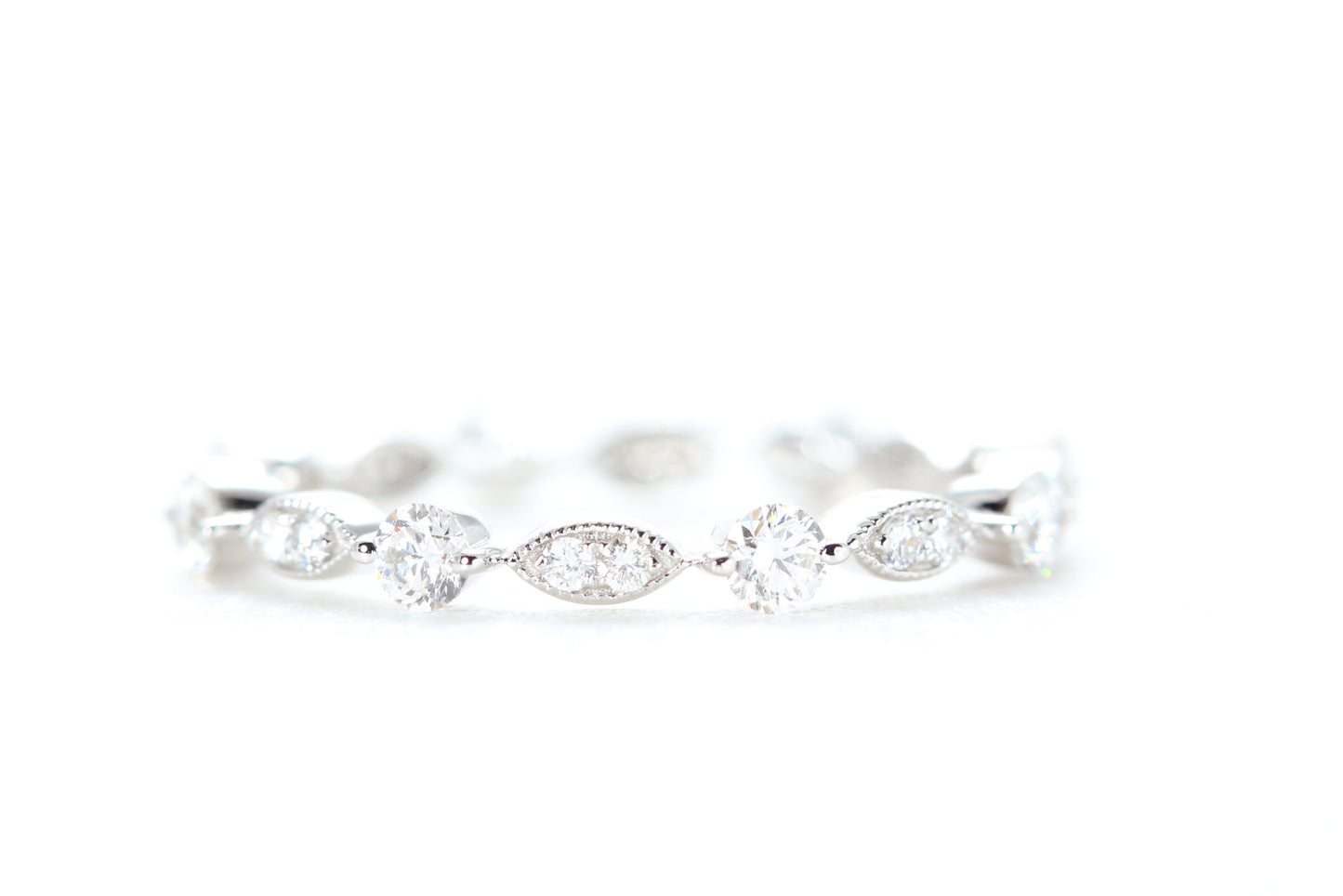 Round and Marquise Shaped Diamond Ring White Gold