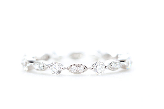 Round and Marquise Shaped Diamond Ring White Gold
