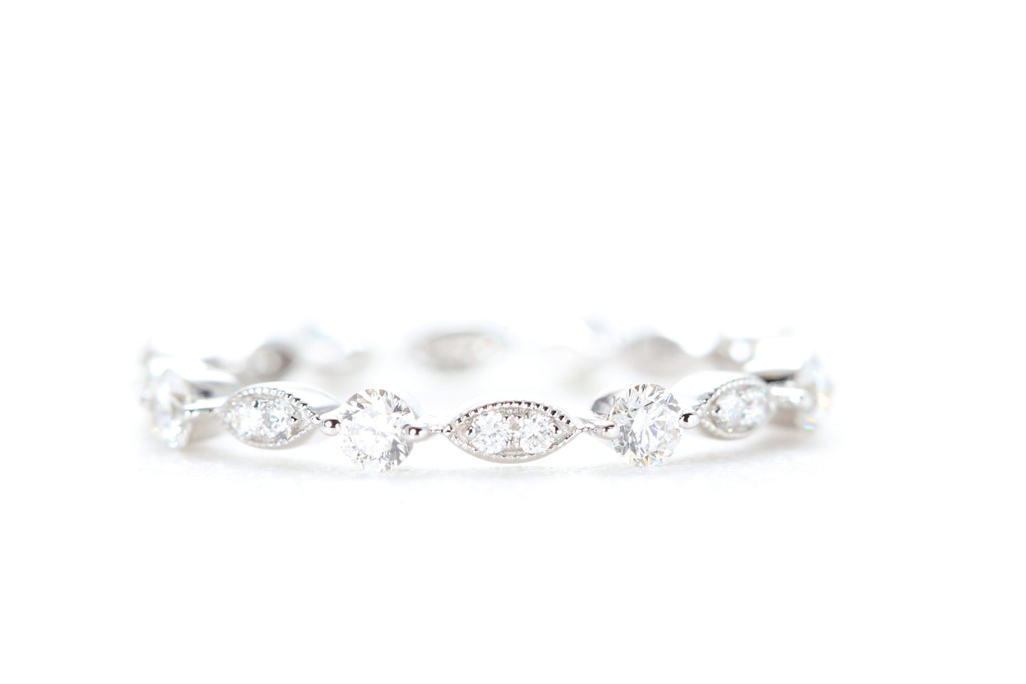 Round and Marquise Shaped Diamond Ring White Gold
