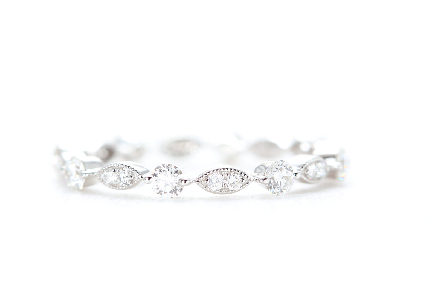 Round and Marquise Shaped Diamond Ring White Gold
