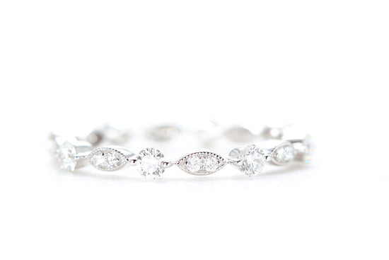 Round and Marquise Shaped Diamond Ring White Gold