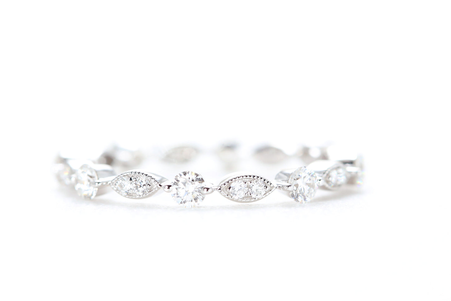 Round and Marquise Shaped Diamond Ring White Gold