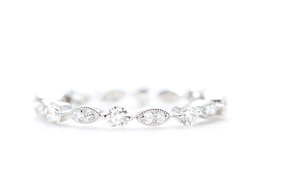 Round and Marquise Shaped Diamond Ring White Gold