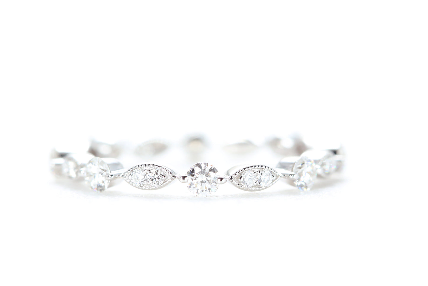 Round and Marquise Shaped Diamond Ring White Gold