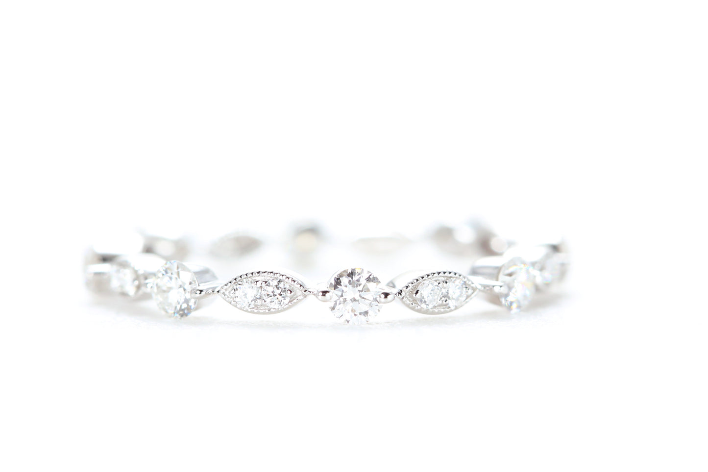 Round and Marquise Shaped Diamond Ring White Gold