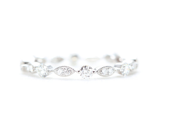 Round and Marquise Shaped Diamond Ring White Gold