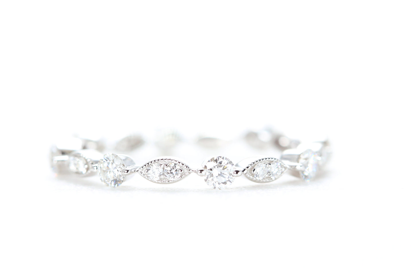 Round and Marquise Shaped Diamond Ring White Gold