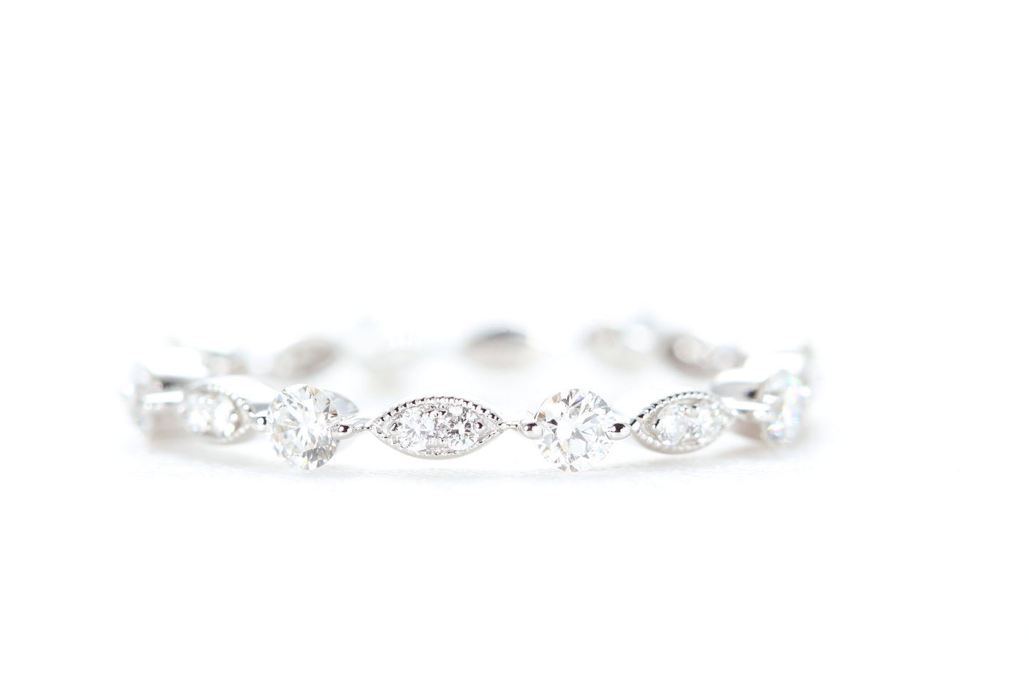 Round and Marquise Shaped Diamond Ring White Gold