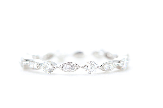 Round and Marquise Shaped Diamond Ring White Gold