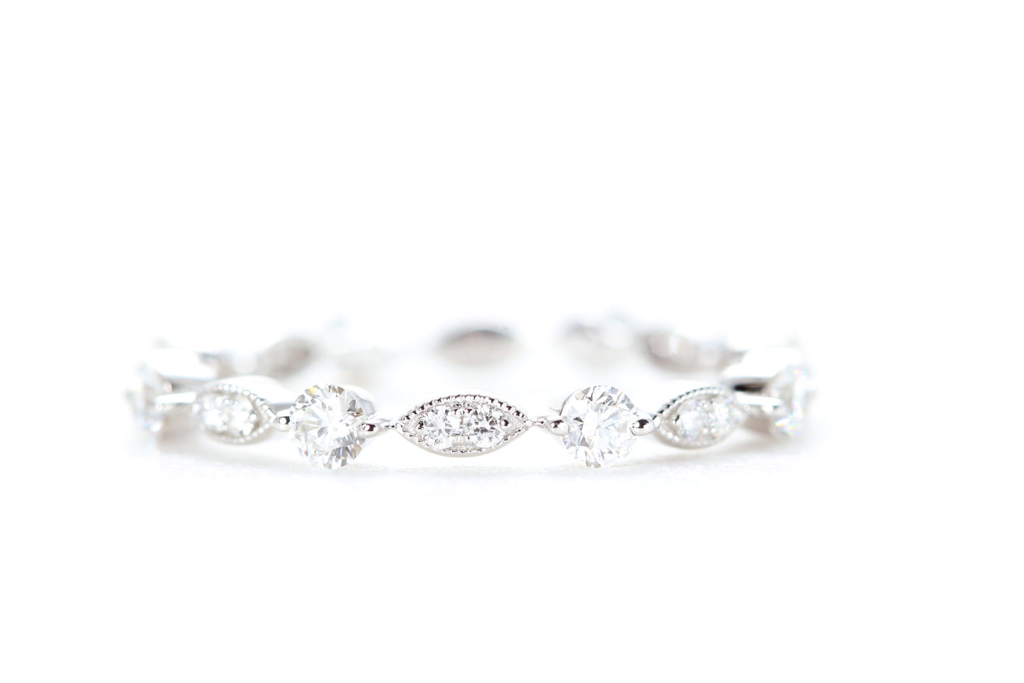 Round and Marquise Shaped Diamond Ring White Gold