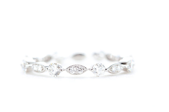Round and Marquise Shaped Diamond Ring White Gold