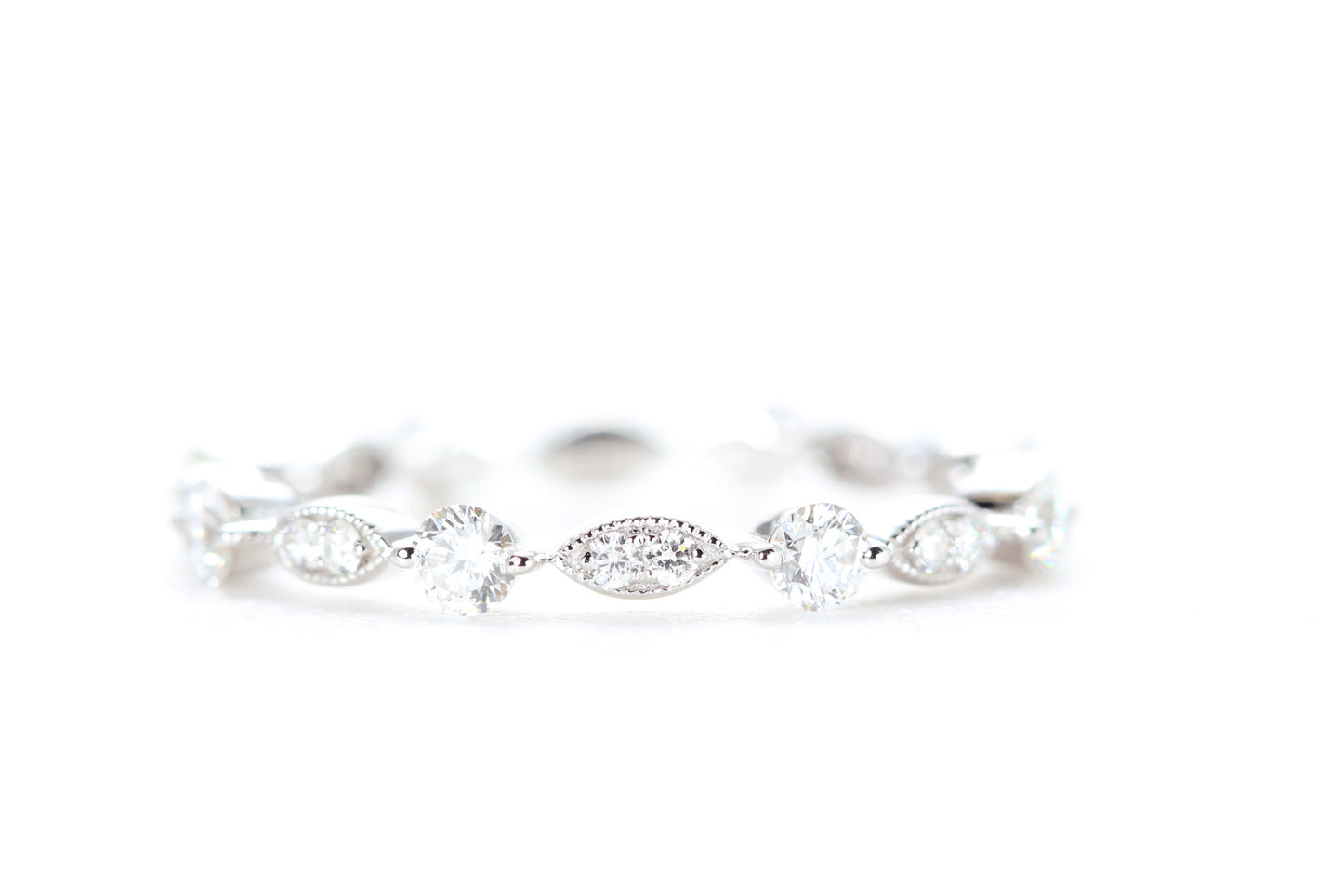 Round and Marquise Shaped Diamond Ring White Gold