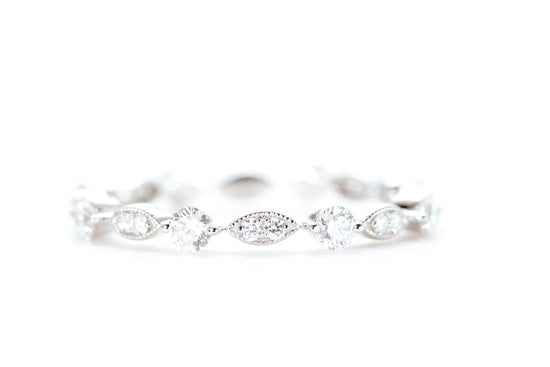 Round and Marquise Shaped Diamond Ring White Gold