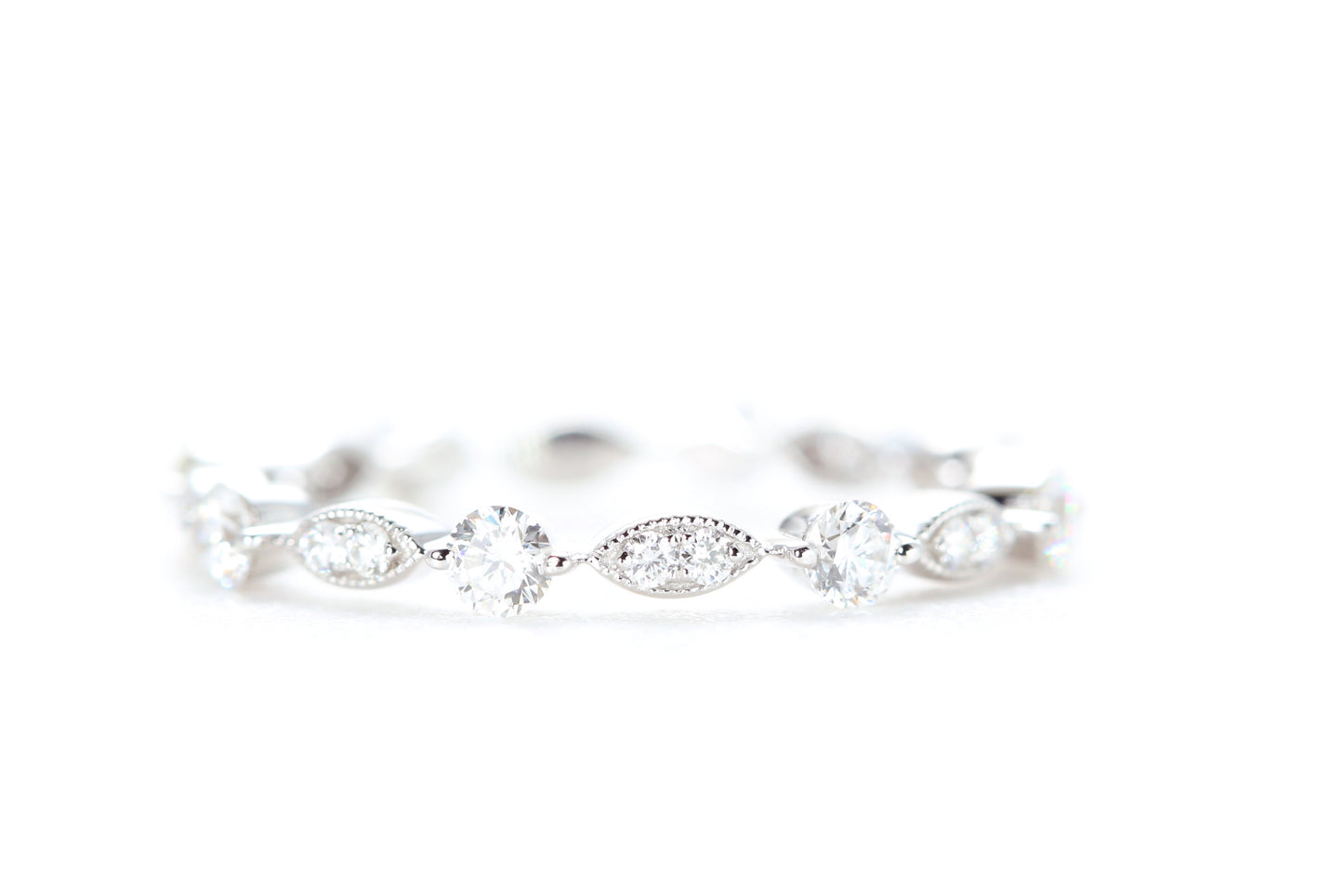 Round and Marquise Shaped Diamond Ring White Gold