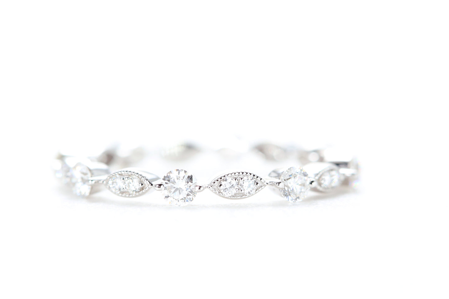 Round and Marquise Shaped Diamond Ring White Gold