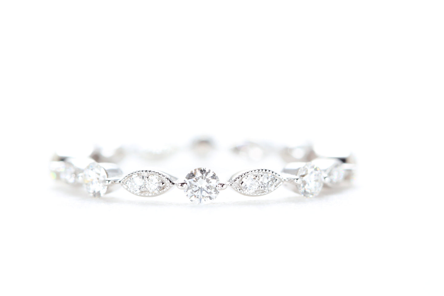Round and Marquise Shaped Diamond Ring White Gold
