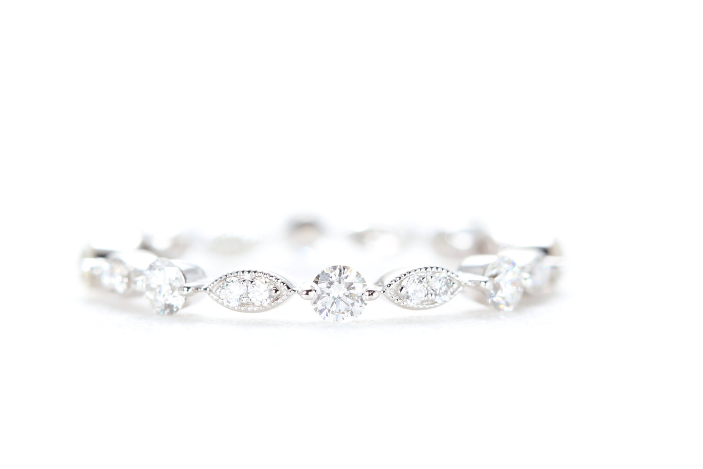 Round and Marquise Shaped Diamond Ring White Gold