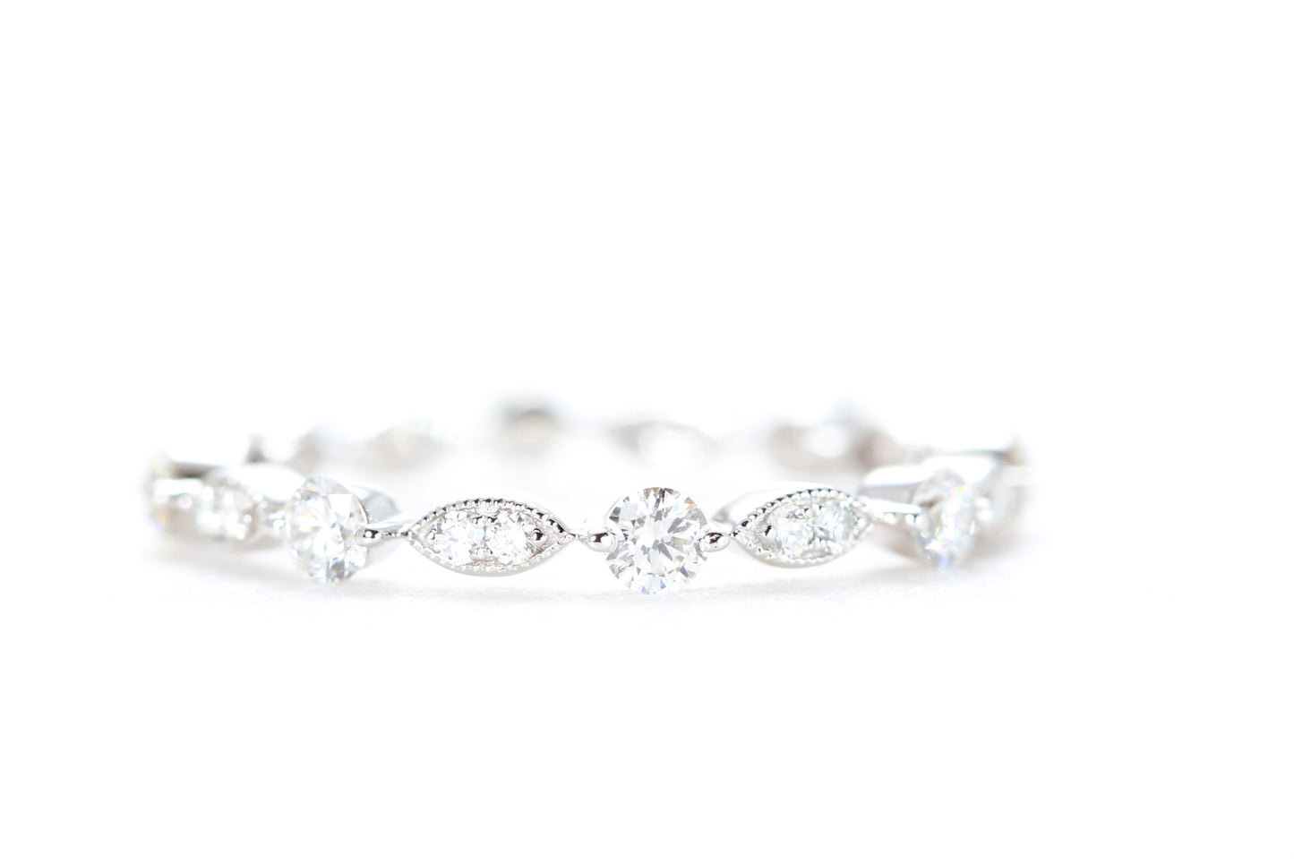 Round and Marquise Shaped Diamond Ring White Gold
