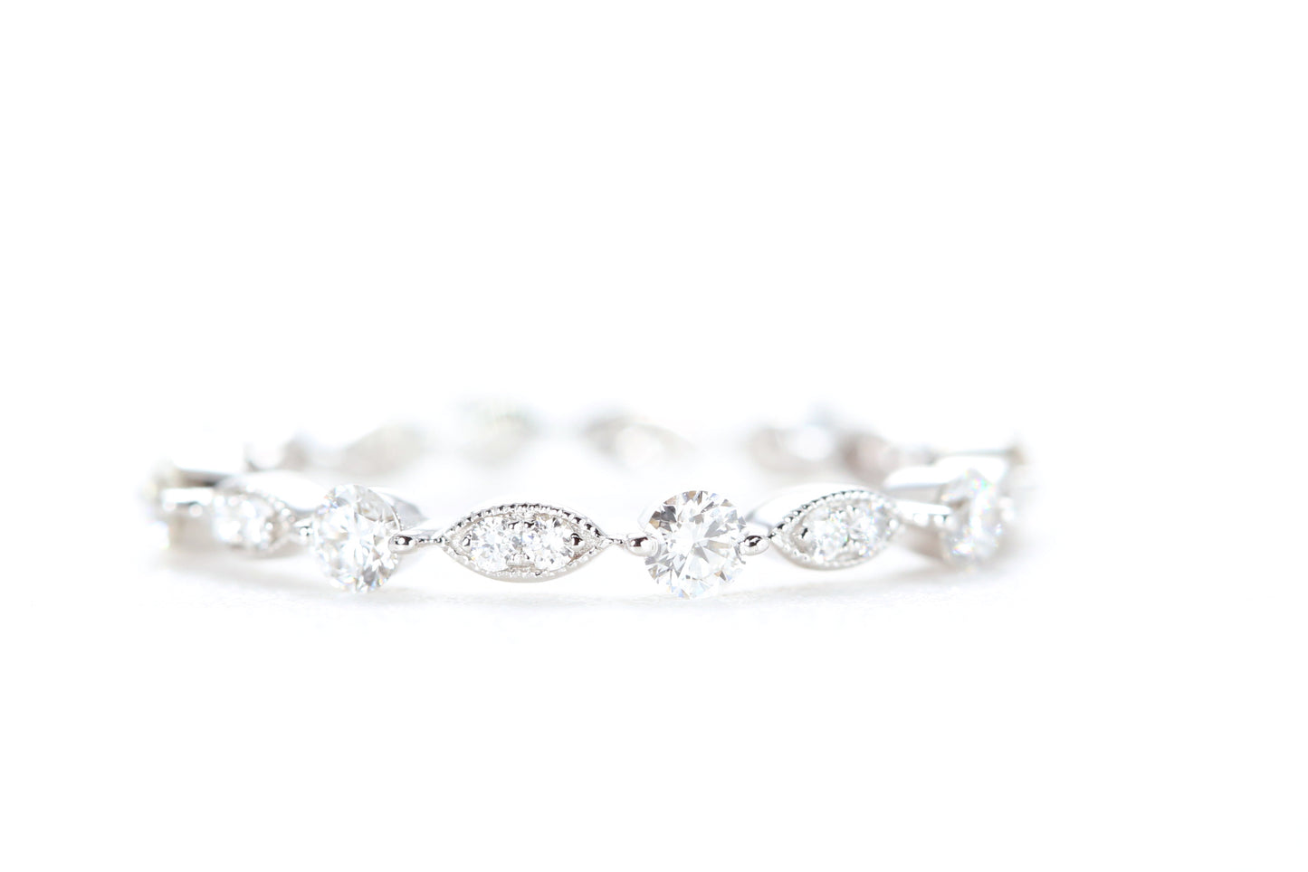 Round and Marquise Shaped Diamond Ring White Gold