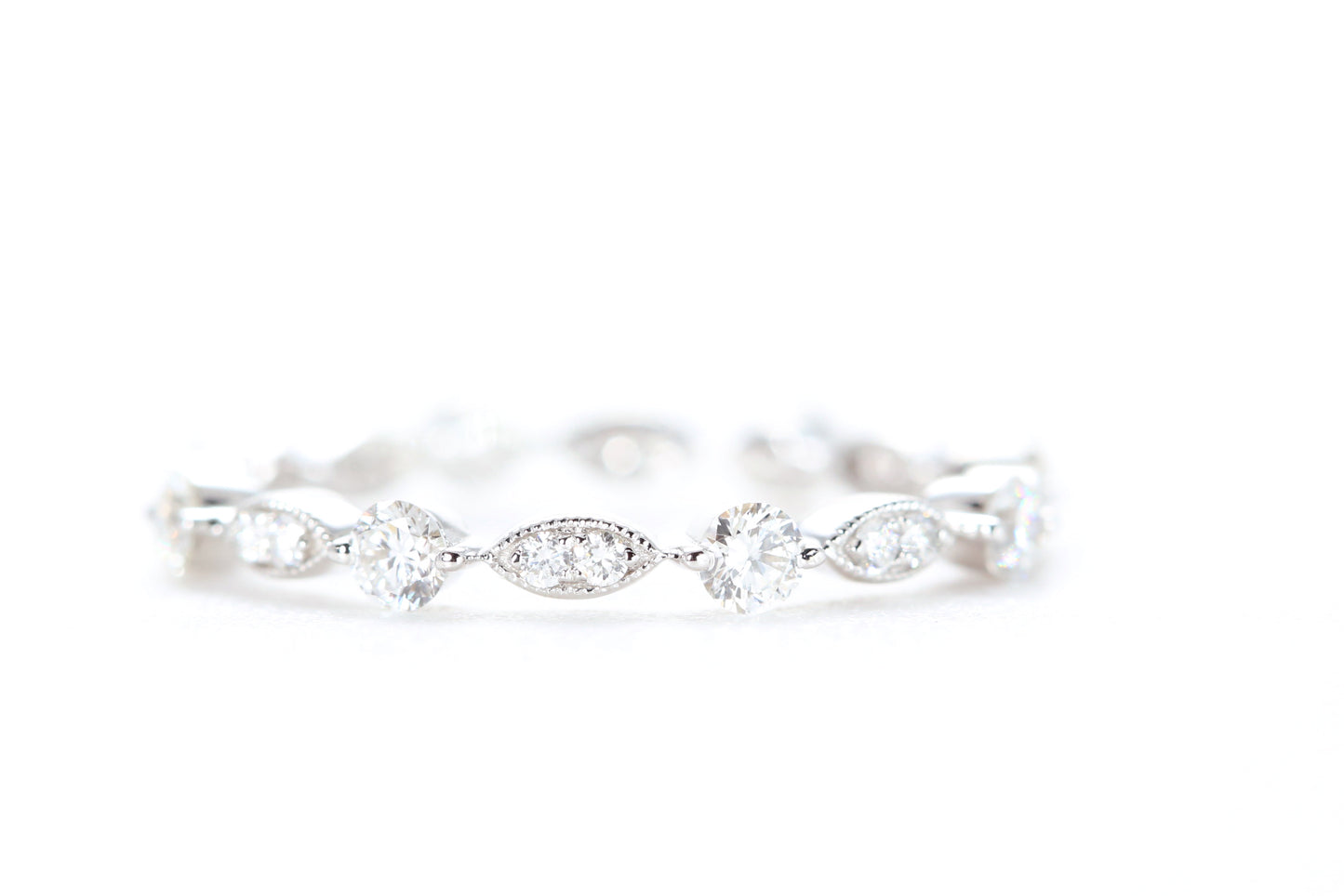 Round and Marquise Shaped Diamond Ring White Gold