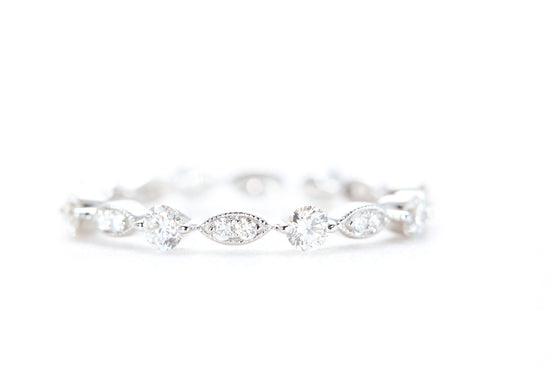 Round and Marquise Shaped Diamond Ring White Gold