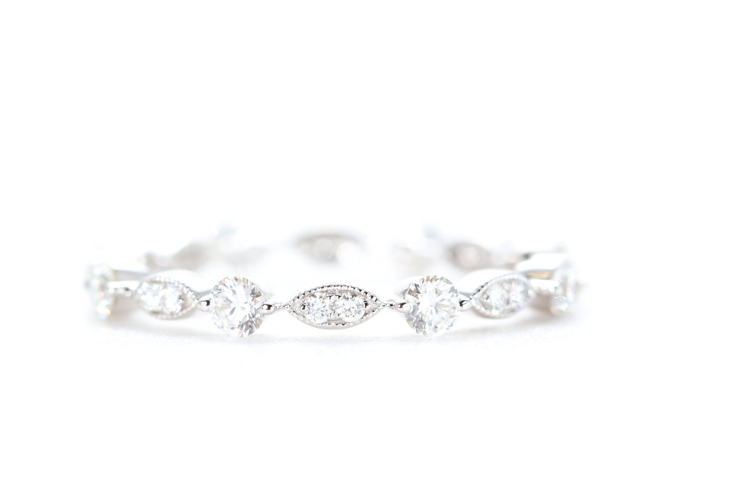 Round and Marquise Shaped Diamond Ring White Gold
