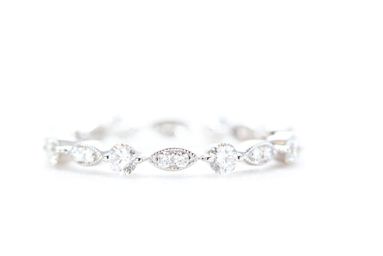 Round and Marquise Shaped Diamond Ring White Gold
