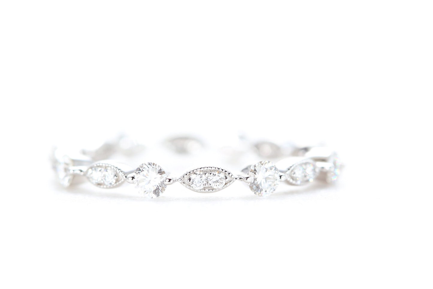Round and Marquise Shaped Diamond Ring White Gold