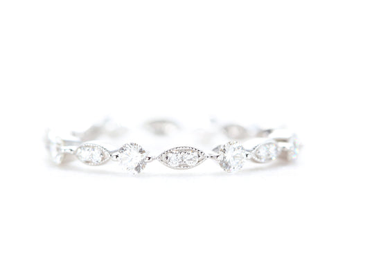 Round and Marquise Shaped Diamond Ring White Gold