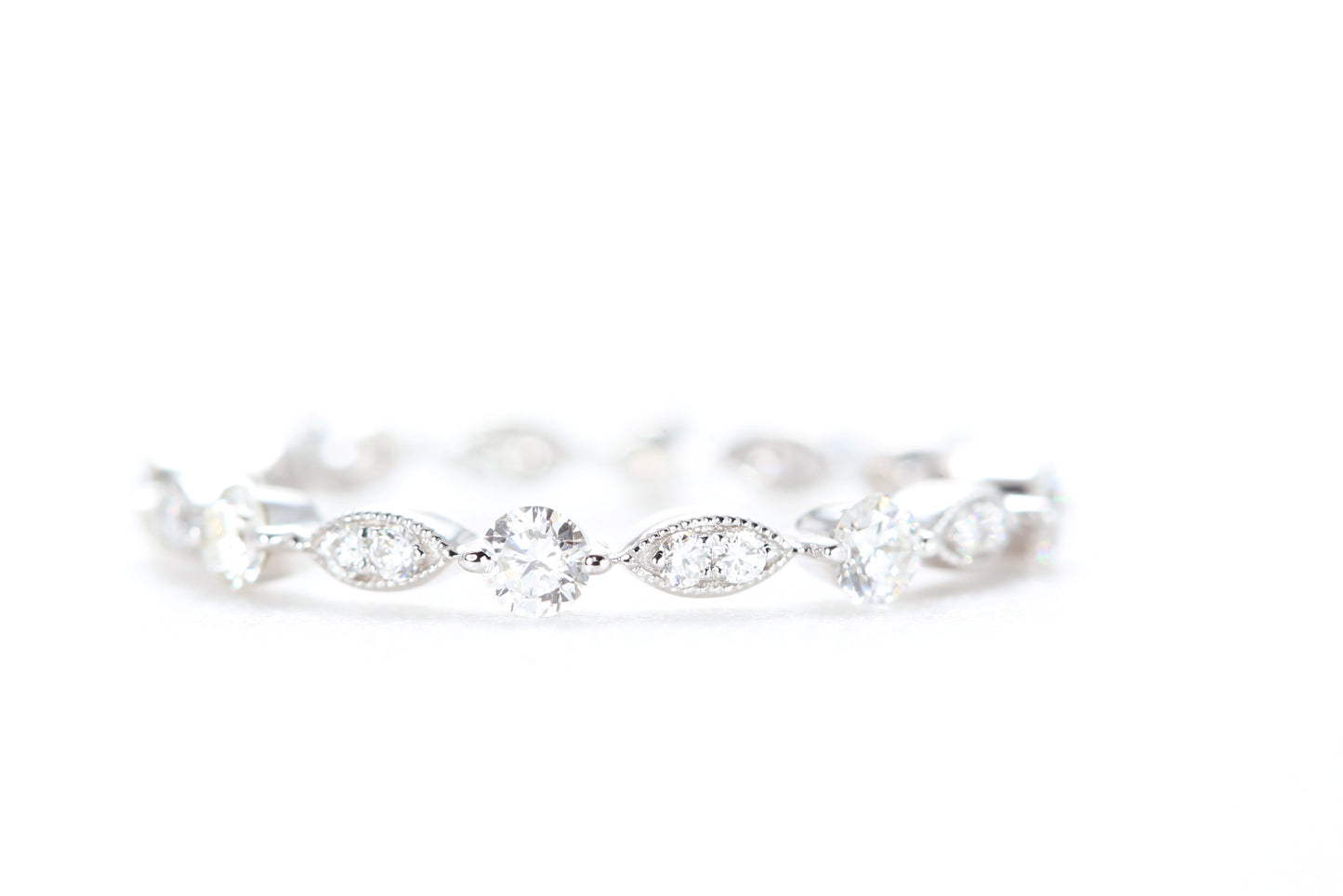 Round and Marquise Shaped Diamond Ring White Gold