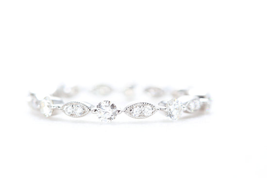 Round and Marquise Shaped Diamond Ring White Gold