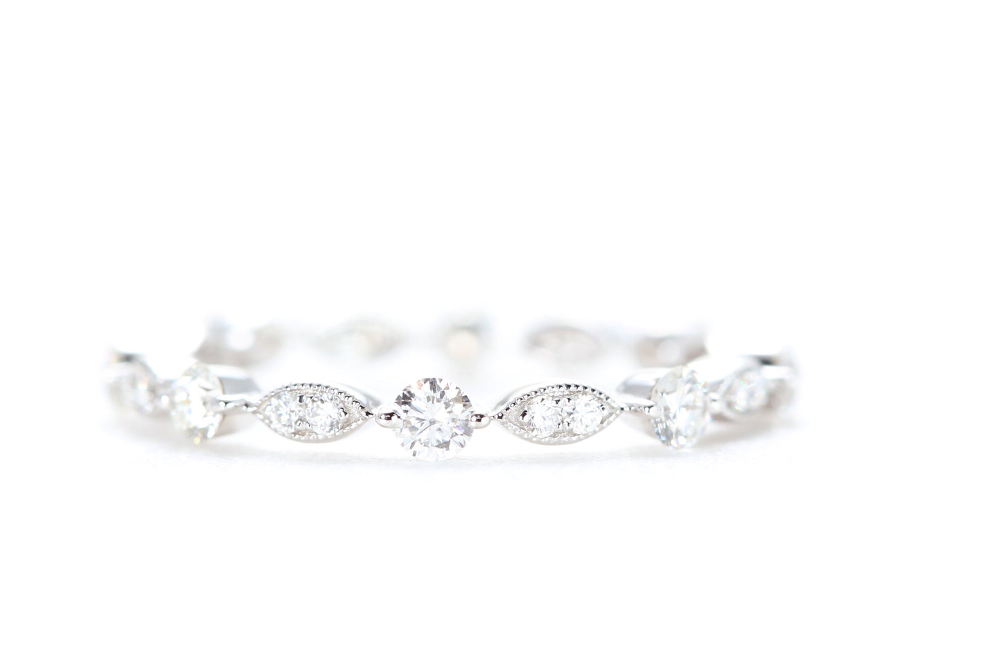 Round and Marquise Shaped Diamond Ring White Gold