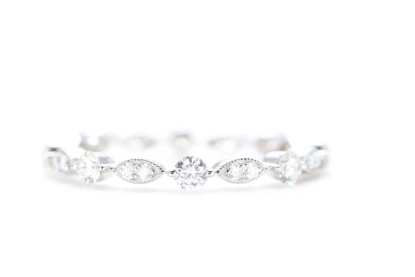 Round and Marquise Shaped Diamond Ring White Gold