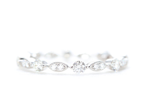 Round and Marquise Shaped Diamond Ring White Gold