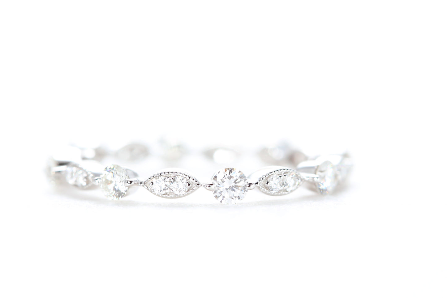 Round and Marquise Shaped Diamond Ring White Gold